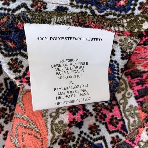 MY MICHELLE Tunic High Low Lattice Detail Orange Black Pink Women Size XL NWT - Picture 14 of 14